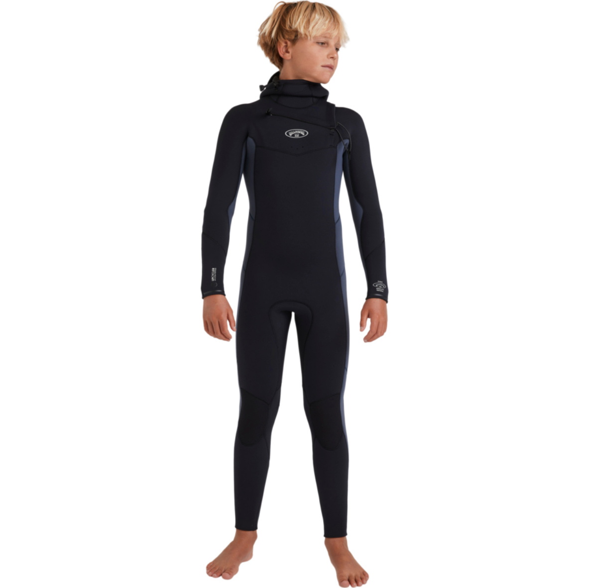 2025 Billabong Junior Absolute Natural 5/4mm Chest Zip Hooded Wetsuit 24CW193508 - Blue Combo
